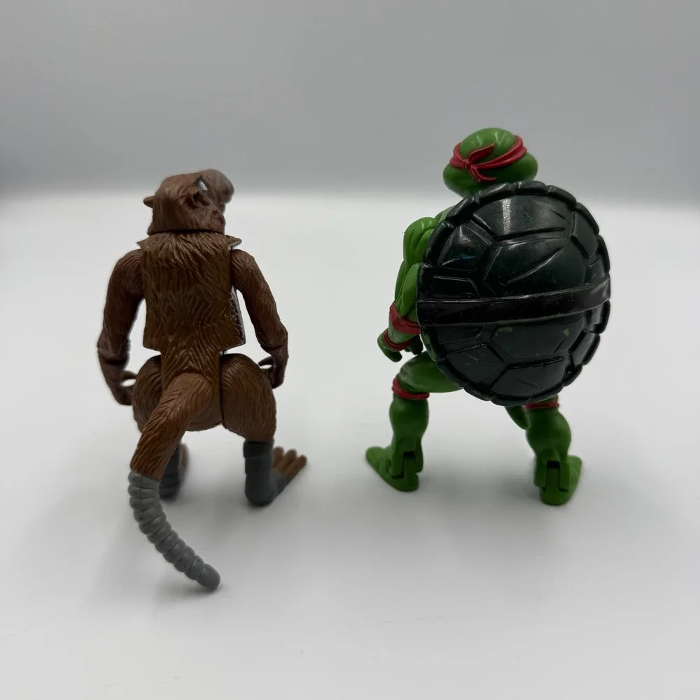 Vintage TMNT Lot 1988 Splinter & 1992 Toon Raphael Action Figures Playmates